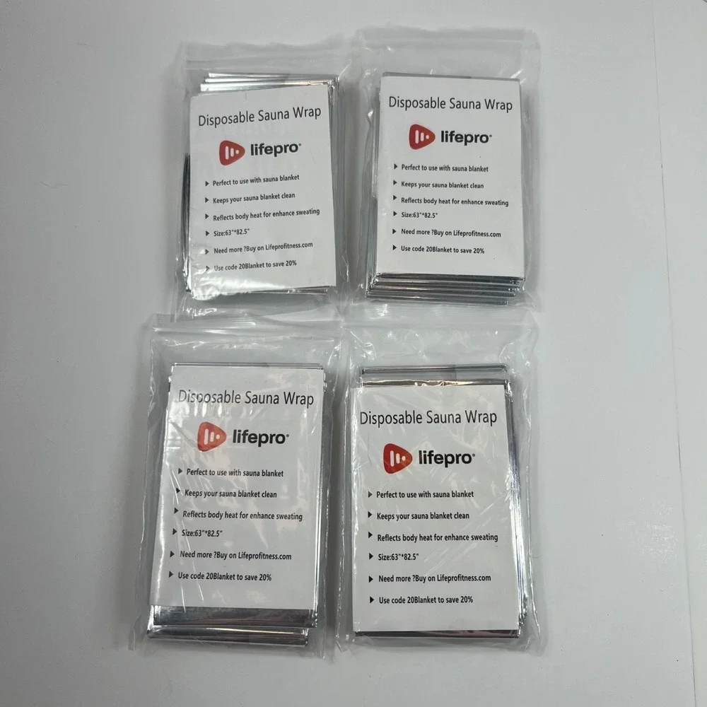 Lifepro Disposable Sauna Wrap Unisex Silver New 4 Pack Heat Reflective 63x82.5